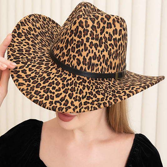 HATEGORY Leopard Patterned Fedora Panama Hat