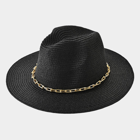 HATEGORY Hardware Chain Band Pointed Straw Hat