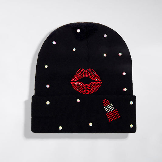 HATEGORY Bling Lips Lipstick Beanie Hat