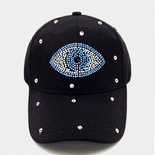 HATEGORY Bling Evil Eye Accented Baseball Cap