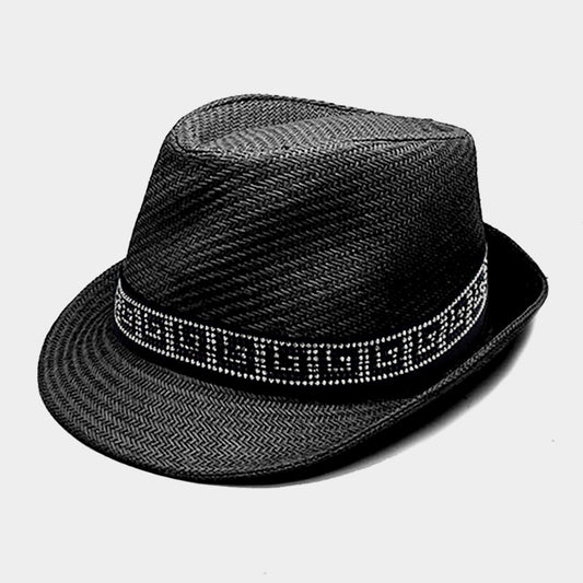 HATEGORY Greek Pattern Band Straw Sun Hat / Fedora