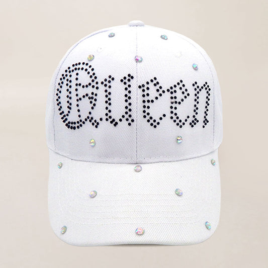 HATEGORY Bling Studded QUEEN Message Baseball Cap