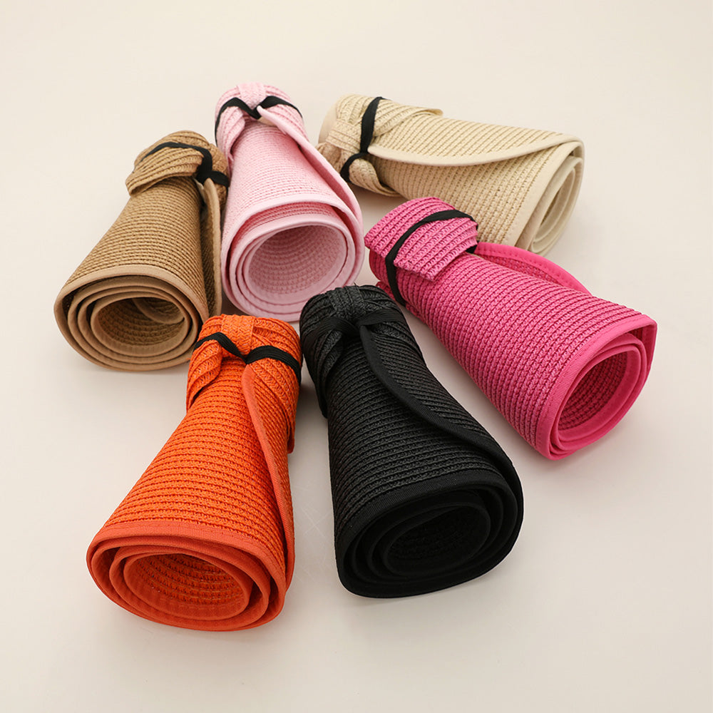 HATEGORY Wide Brim Straw Roll-Up Sun Visor Hat