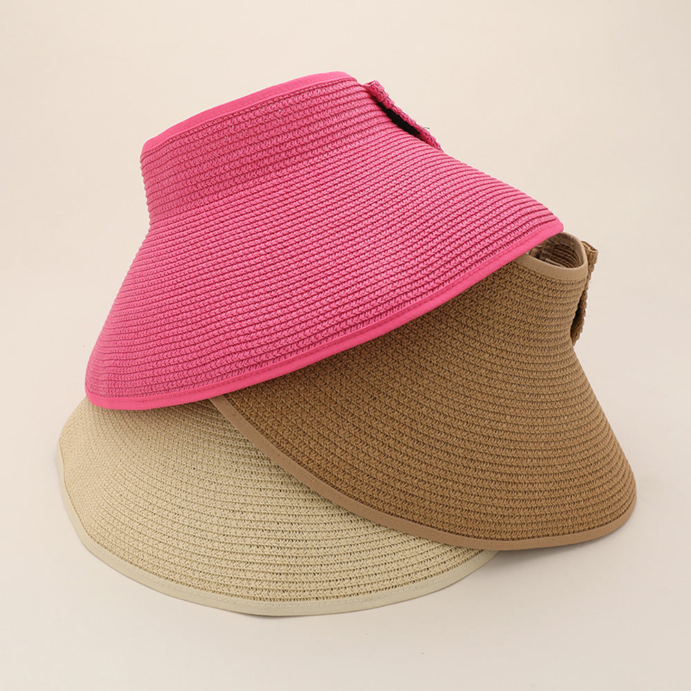 HATEGORY Wide Brim Straw Roll-Up Sun Visor Hat
