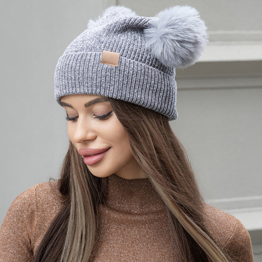HATEGORY Double Pom Pom Pointed Beanie Hat