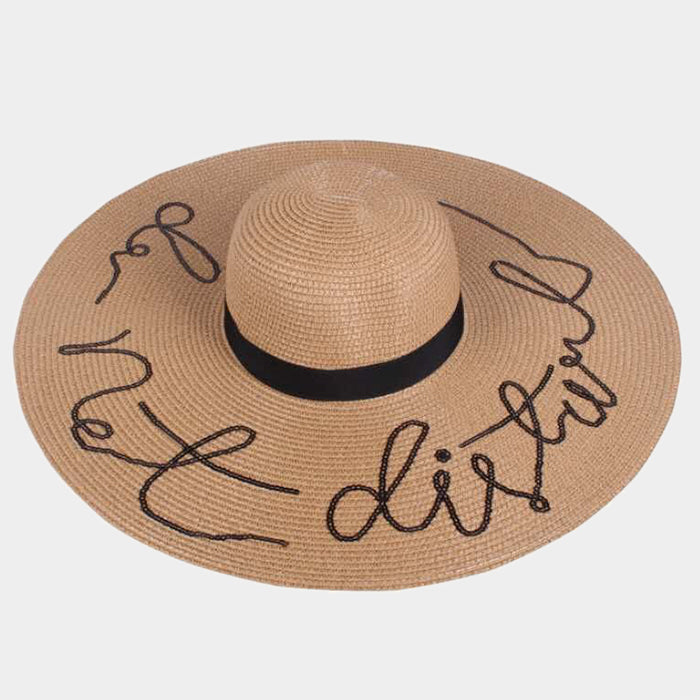 HATEGORY "Do Not Disturb" Wide Brim Straw Floppy Sun Hat