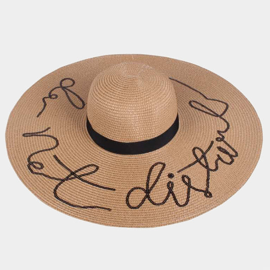 HATEGORY "Do Not Disturb" Wide Brim Straw Floppy Sun Hat