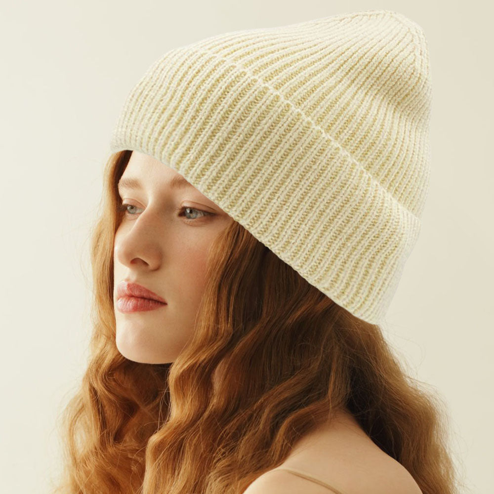 HATEGORY Solid Rib Knit Cuff Beanie Hat