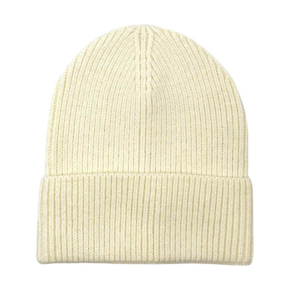 HATEGORY Solid Rib Knit Cuff Beanie Hat