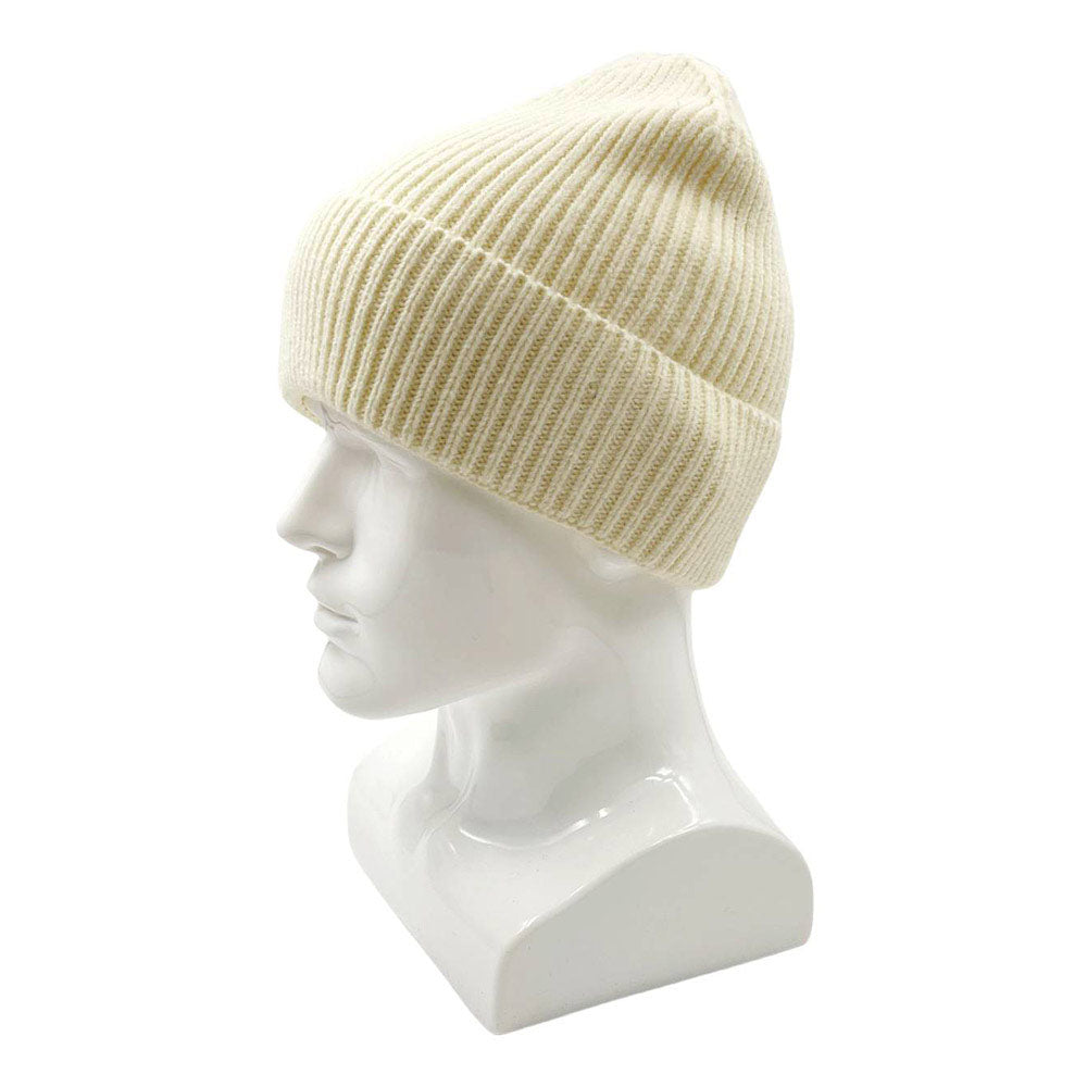 HATEGORY Solid Rib Knit Cuff Beanie Hat
