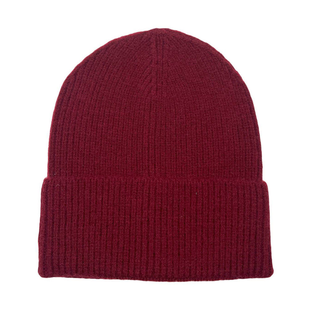 HATEGORY Solid Rib Knit Cuff Beanie Hat