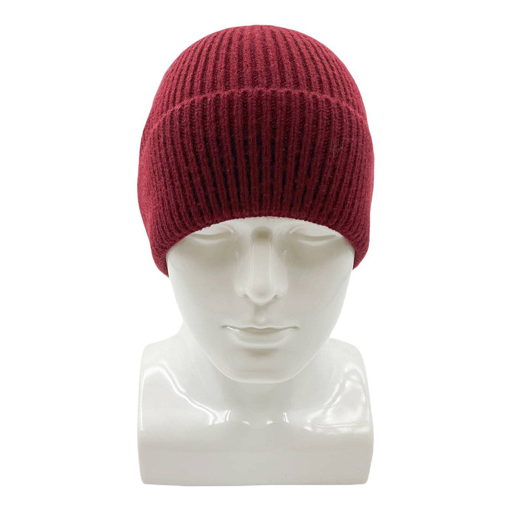 HATEGORY Solid Rib Knit Cuff Beanie Hat