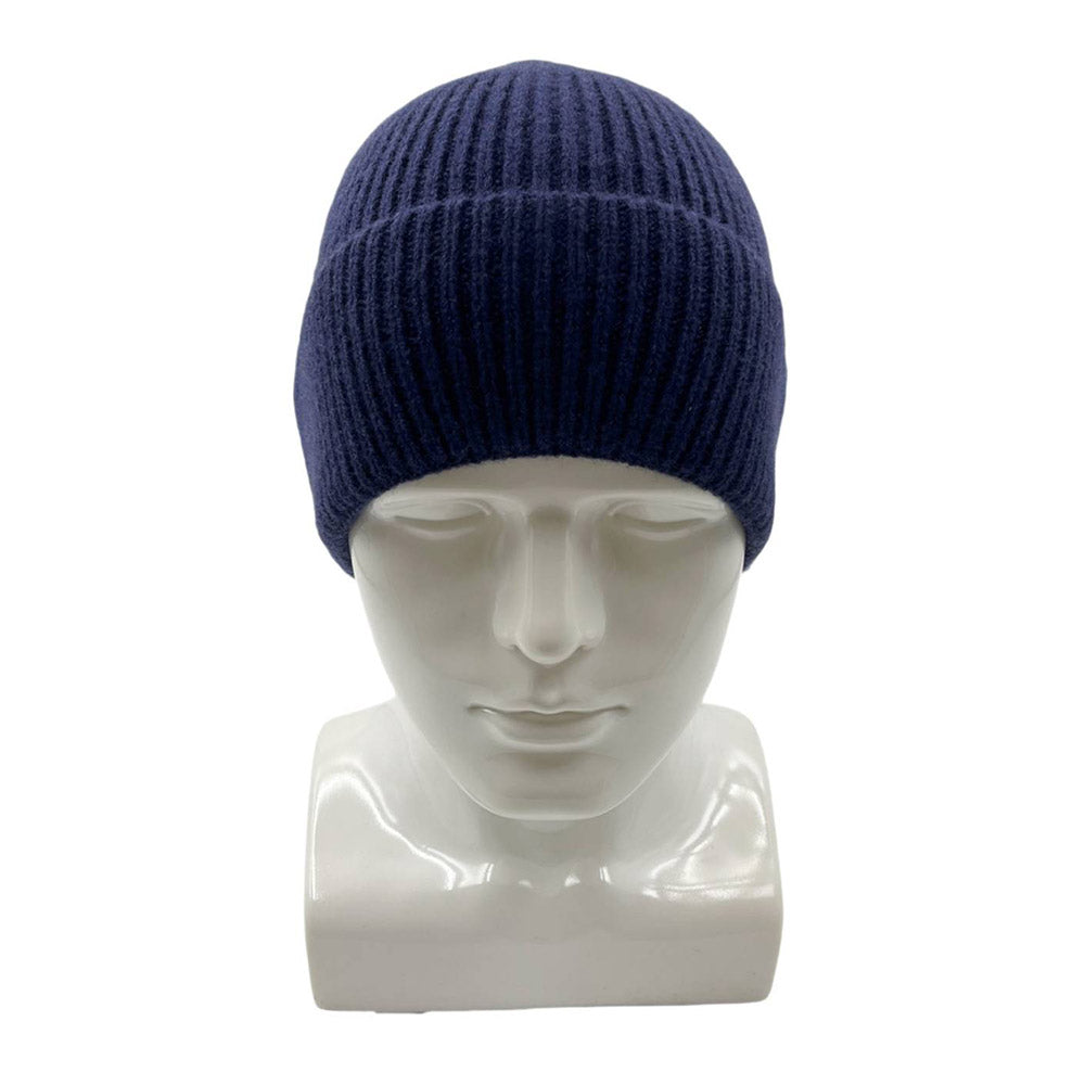 HATEGORY Solid Rib Knit Cuff Beanie Hat