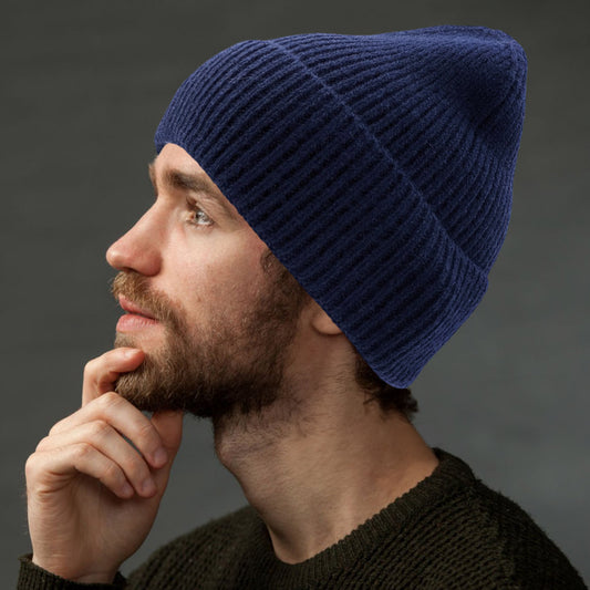 HATEGORY Solid Rib Knit Cuff Beanie Hat