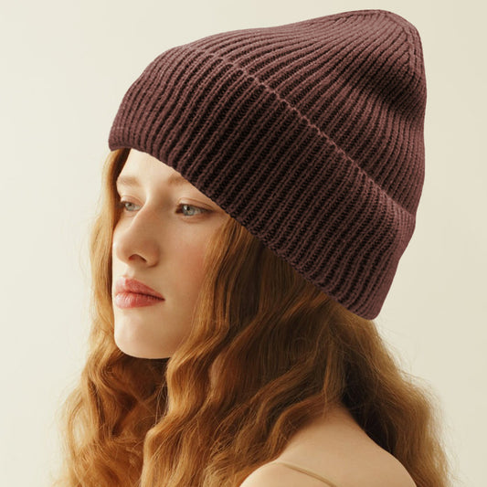 HATEGORY Solid Rib Knit Cuff Beanie Hat