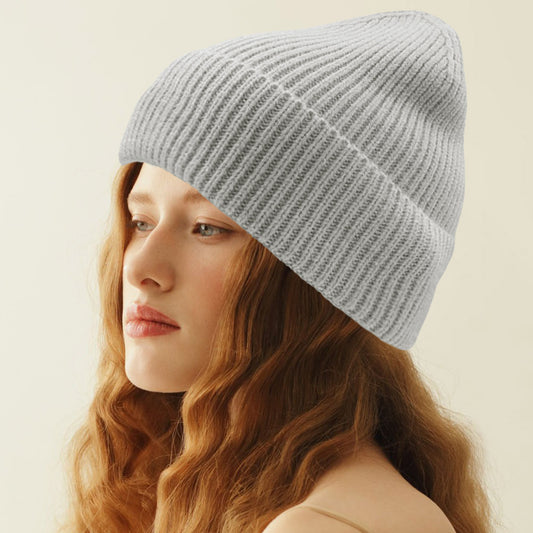 HATEGORY Solid Rib Knit Cuff Beanie Hat