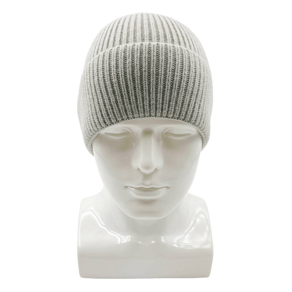 HATEGORY Solid Rib Knit Cuff Beanie Hat