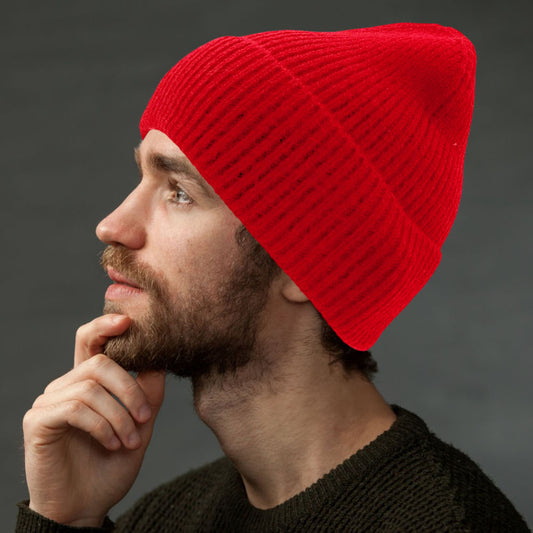 HATEGORY Solid Rib Knit Cuff Beanie Hat