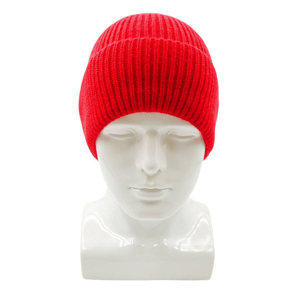 HATEGORY Solid Rib Knit Cuff Beanie Hat