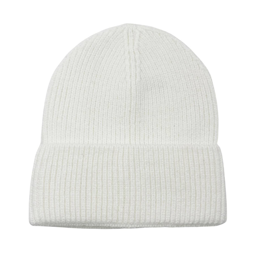 HATEGORY Solid Rib Knit Cuff Beanie Hat