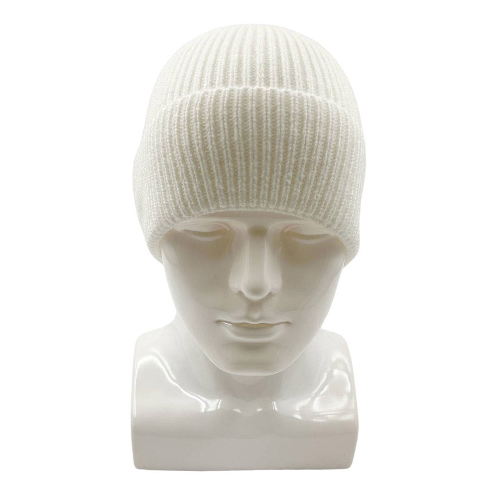HATEGORY Solid Rib Knit Cuff Beanie Hat
