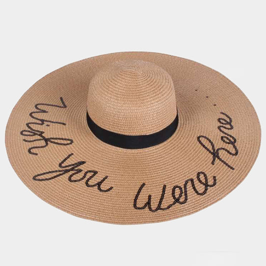 HATEGORY "Wish You Were Here" Wide Brim Straw Floppy Sun Hat