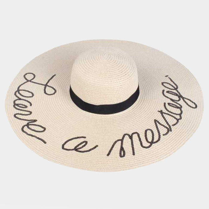 HATEGORY "Leave A Message" Wide Brim Straw Floppy Sun Hat