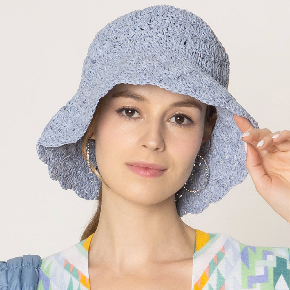 HATEGORY Crochet Straw Bucket Hat