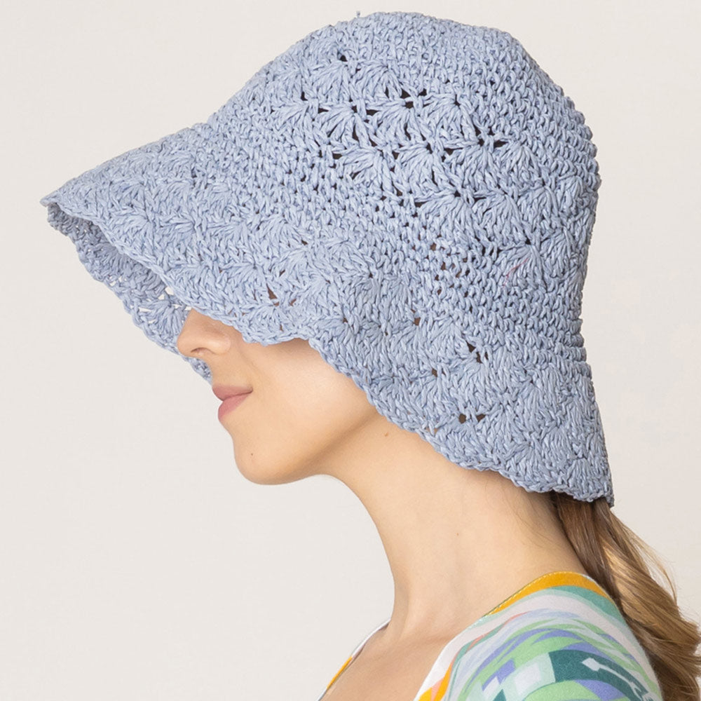 HATEGORY Crochet Straw Bucket Hat
