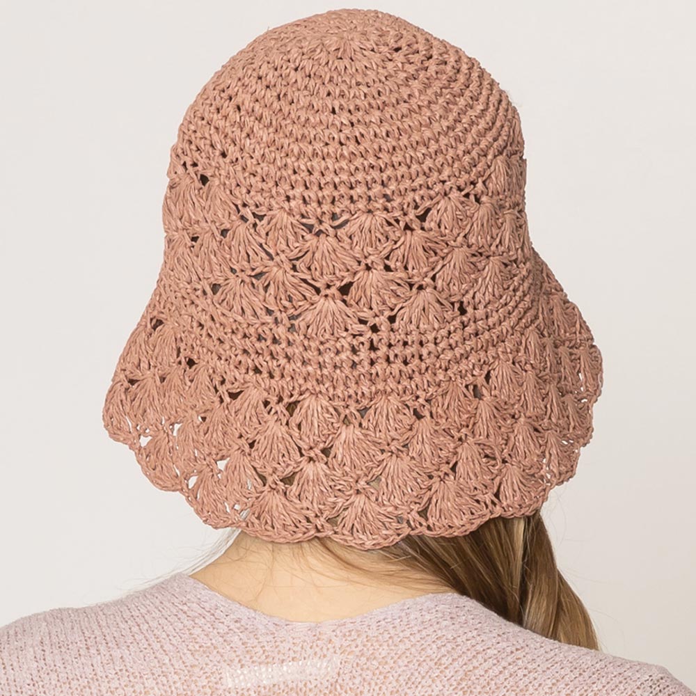 HATEGORY Crochet Straw Bucket Hat