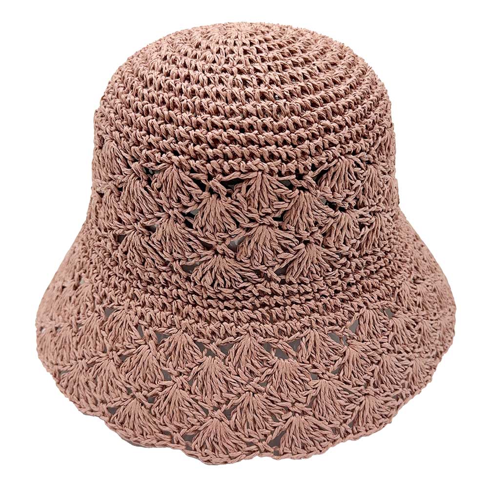 HATEGORY Crochet Straw Bucket Hat