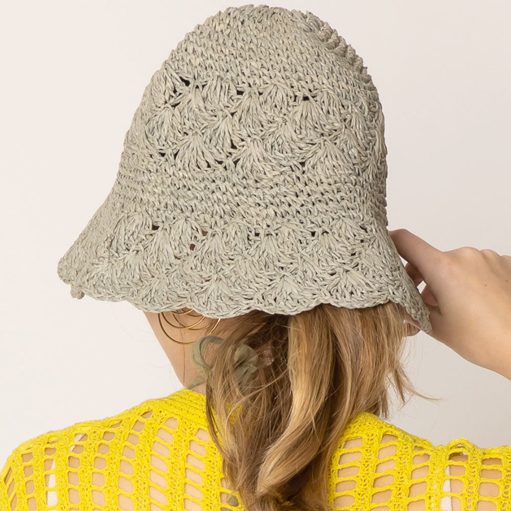 HATEGORY Crochet Straw Bucket Hat