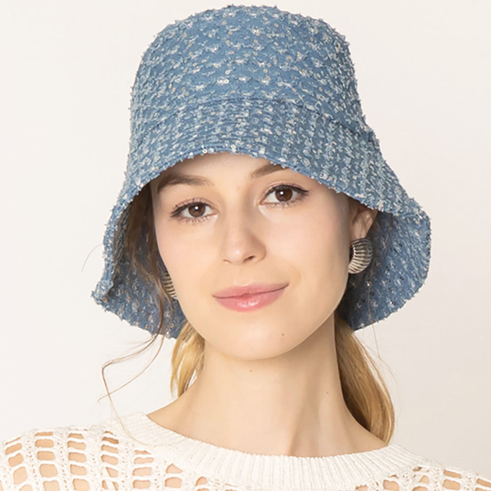 HATEGORY Stone Distressed Denim Bucket Hat