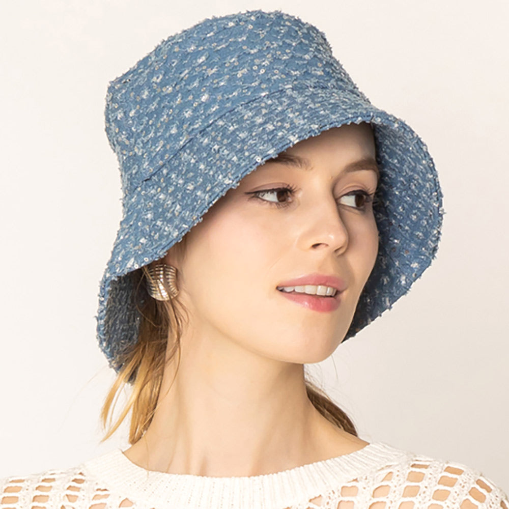 HATEGORY Stone Distressed Denim Bucket Hat