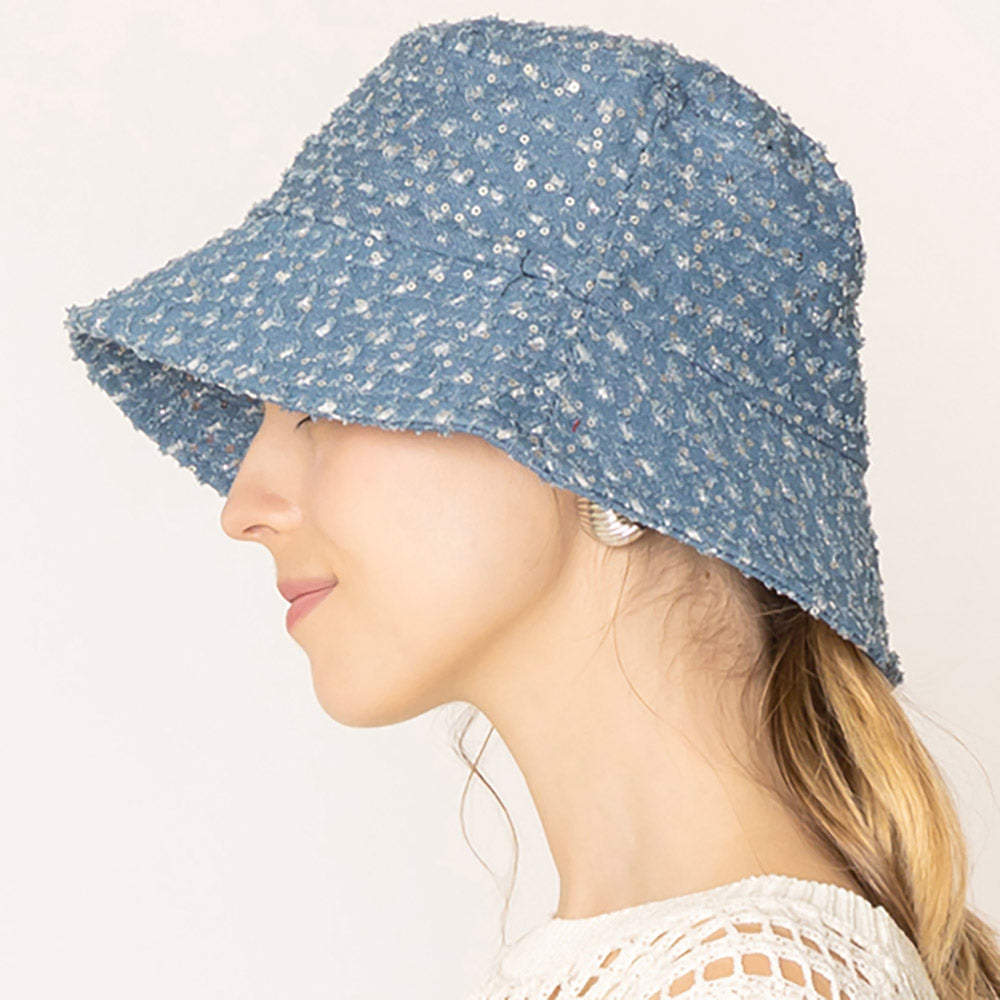 HATEGORY Stone Distressed Denim Bucket Hat