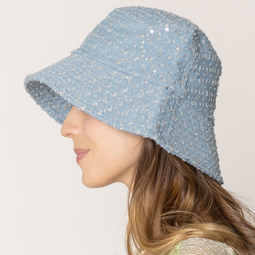 HATEGORY Stone Distressed Denim Bucket Hat