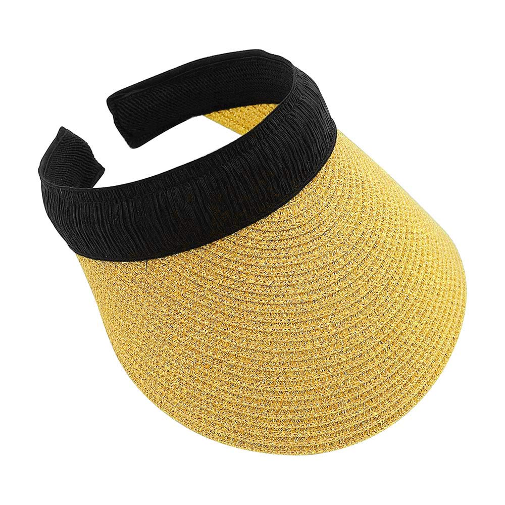 HATEGORY Metallic Straw Sun Visor Hat