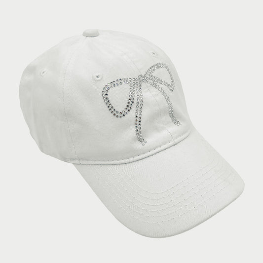 HATEGORY Bling Stone Studded Big Bow Baseball Cap