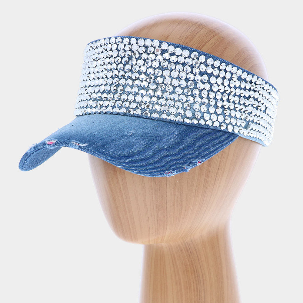 HATEGORY Studded Denim Visor Hat