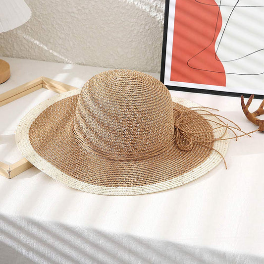 HATEGORY Color Block Straw Sun Hat
