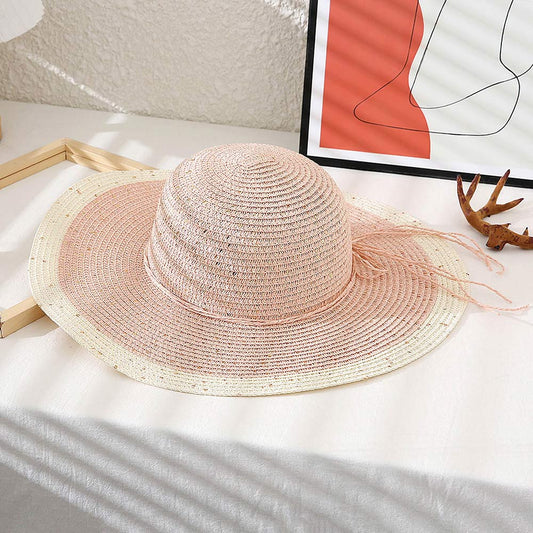 HATEGORY Color Block Straw Sun Hat