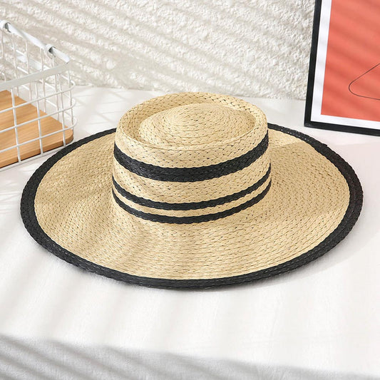 HATEGORY Color Block Straw Sun Hat