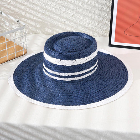 HATEGORY Color Block Straw Sun Hat