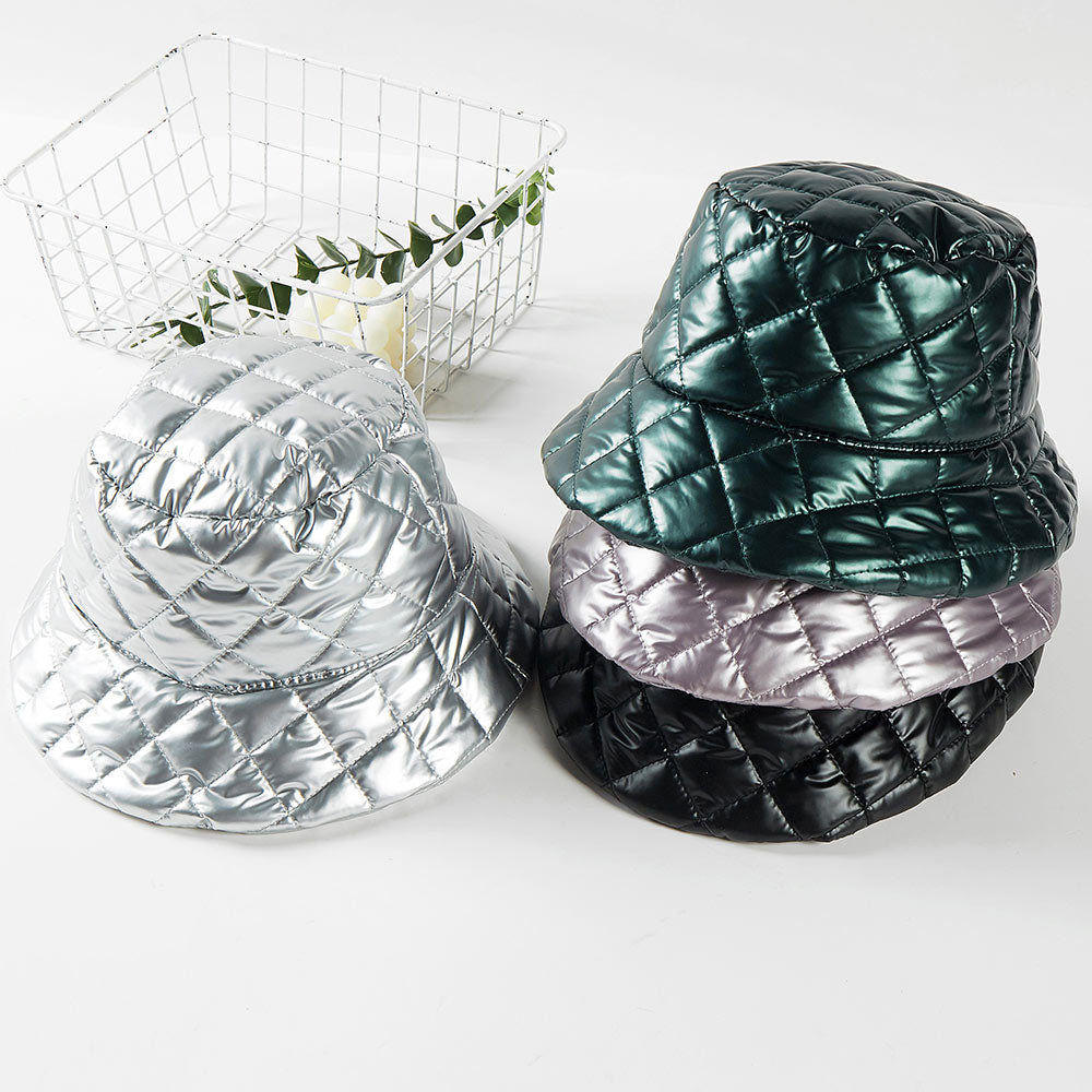 HATEGORY Quilted Puffer Solid Bucket Hat