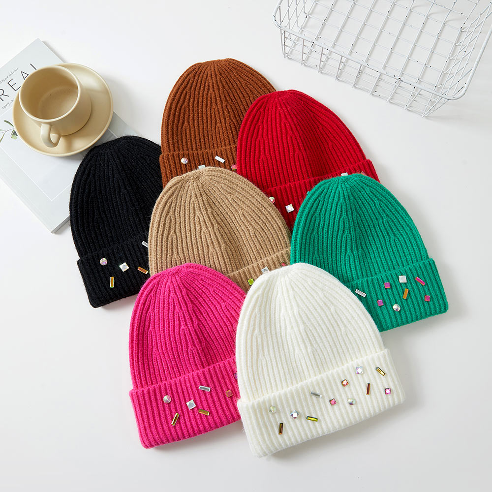 HATEGORY Bling Stone Embellished Knit Beanie Hat
