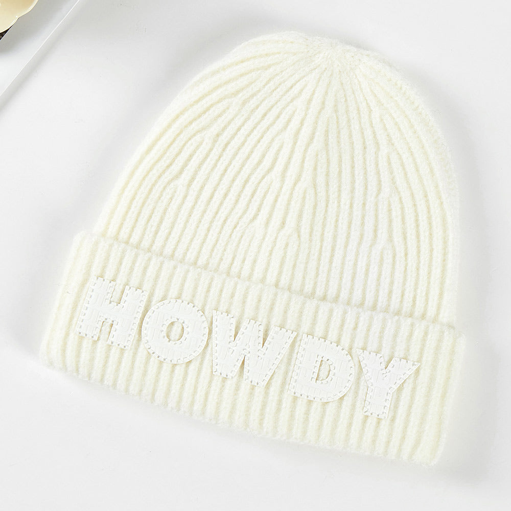 HATEGORY Howdy Message Knit Beanie Hat