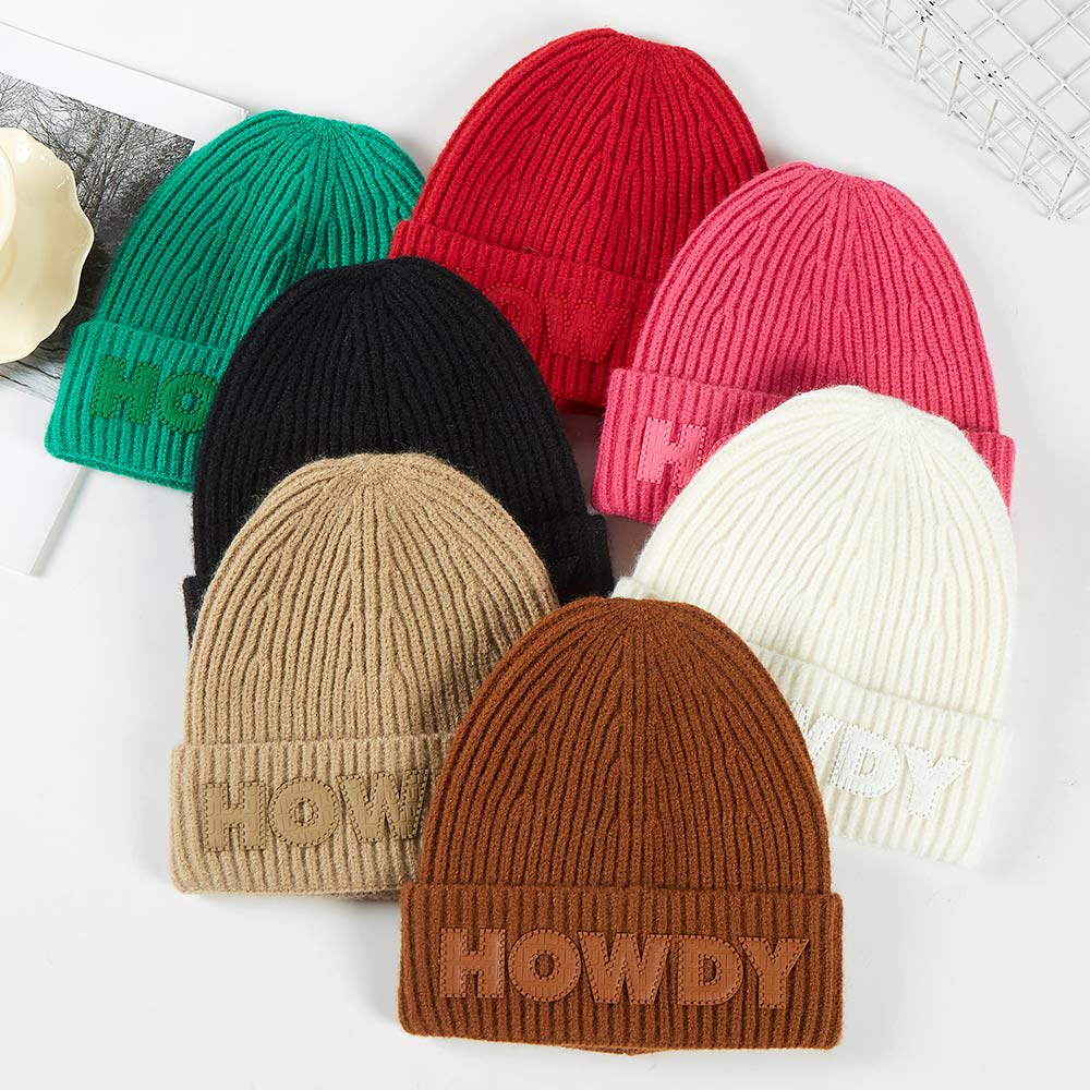 HATEGORY Howdy Message Knit Beanie Hat
