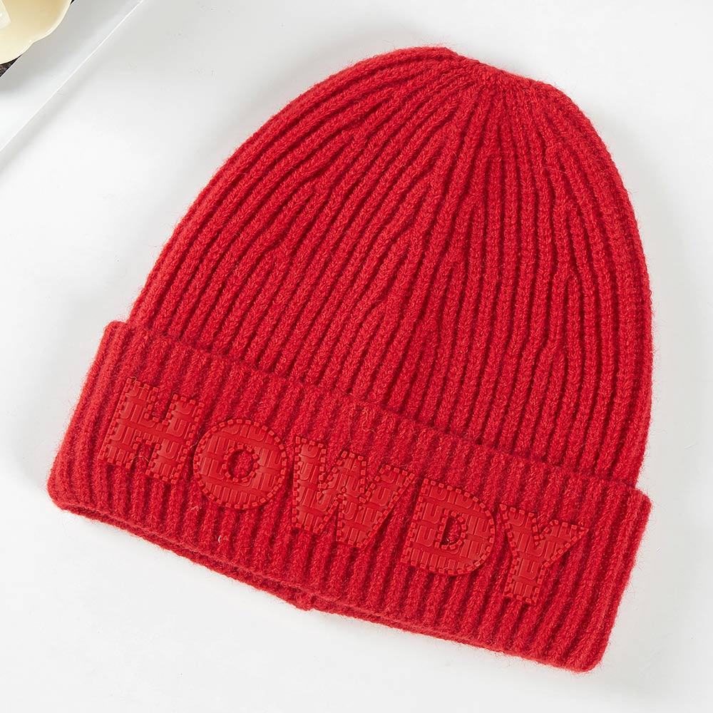 HATEGORY Howdy Message Knit Beanie Hat