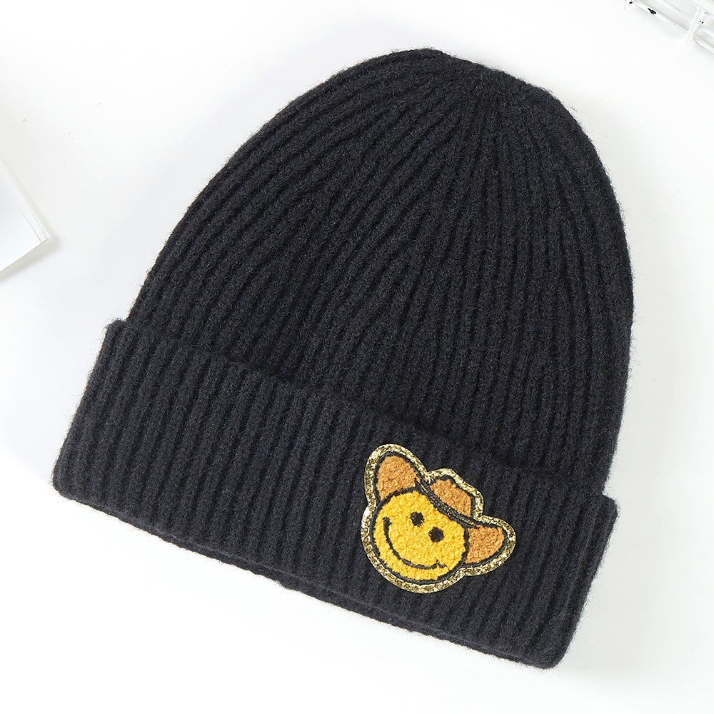 HATEGORY Cowboy Hat Smile Accented Knit Beanie Hat