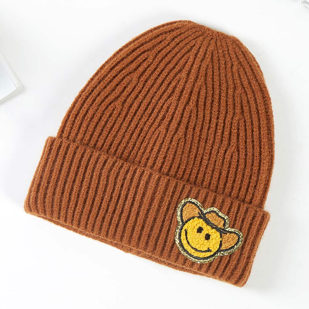 HATEGORY Cowboy Hat Smile Accented Knit Beanie Hat